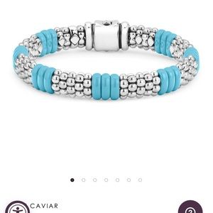 Beautiful Lagos Caviar bracelet in sterling, silver and blue ceramic